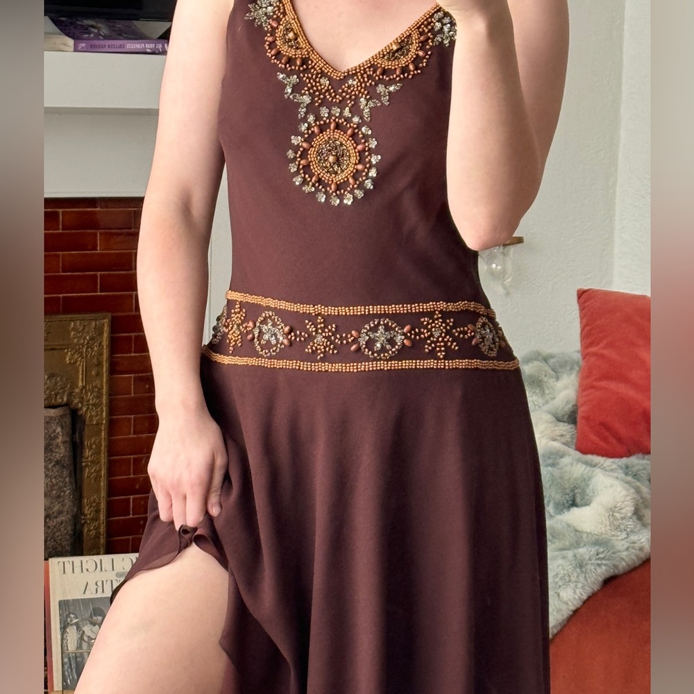 Vintage Silk Dress with Beading Size 6 Small